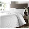 Hanfords - Set di biancheria da letto, 100% cotone egiziano a 400 fili, qualità da hotel, con federe, a righe, effetto raso (bianco, singolo)