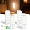 Suright Luce Armadio con Sensore di Movimento, [4 Pezzi] Luce Notturna Ricaricabile Tipo-C Luci Notturne con 3 Modalità, Luce da Notte con Striscia Magnetica per Scala, Cucina, Corridoio, Garage, Bianco Caldo