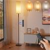 BokiHuk Lampada da Terra per Soggiorno, 160cm Lampada ad Arco con Telecomando e Paralume in lino Beige, Dimmerabile Piantana con 11 Cambiamenti di Colore da per Camera da Letto, Salotto, 8W Lampadina