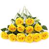 Laelfe 12 Pcs Rose Finte per Decorazioni, Bouquet Fiori Finti di Rosa con Steli Lunghi, Rose Artificiale per Composizioni di Nozze Casa Giardino Partito Decorazioni Floreali (Giallo)