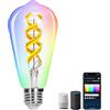 Aigostar Lampadina Alexa, Lampadine Smart E27 RGB CCT 4.9W 420LM, Smart Bulb ST64 Luce Calda Fredda 2700K-6500K, Lampadine Intelligenti Compatibile con Alexa e Google Home. Lampadina Vintage, 1Unità
