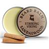 Striking Viking Balsamo Barba Uomo - 60 g, Sandalo | Trattamento Leave-In Con Burro Di Karitè, Tea Tree, Argan E Jojoba - Ammorbidisce, Idrata E Doma I Peli - Tenuta Leggera