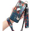Yoedge Wristband Custodia Compatible per Xiaomi Redmi Note 9 Pro/9 Pro Max/9S 4G 6,67, Case Protettiva con il Holder Cordino Della Corda Cellulare Silicone Glassato Antiurto Modello Cover, Fiore 9
