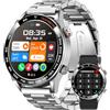 paazomu Smart Watch da uomo per Android iOS, Bluetooth Chiamate con cardiofrequenzimetro/monitoraggio del sonno, fitness tracker, 1,46 pollici Full Touch Screen IP67 impermeabile in acciaio inox Business