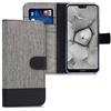 kwmobile Custodia Compatibile con Huawei P20 Lite Cover Portafoglio - Case Chiusura Magnetica Portacarte Tessuto Similpelle grigio/nero