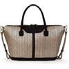 Kate Lee Oro, Borsa a Mano in Pelle Julya a Righe Nero Dorato Donna, Large