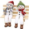 Dekohelden24 Candido da neve, cappello e sciarpa in rosso-verde, set da 2 pezzi, lunghezza x larghezza x altezza 8 x 5 x 17 cm, gambe in tessuto, 17 cm
