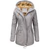 Vancavoo Cappotto Giubbotto Donna Parka Invernale Giacca Cappotti Imbottita Caldo Felpa con Cappuccio Media Lugghezza Giaccone Outdoor,Blu navy,S