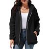 Yutdeng Felpa con Cappuccio Doona con Zip Giacca in Pile da Donna Calda Invernale Maglione a Manica Lunga con Tasche Pullover con Cappuccio in Tinta Unita Hoodie,Nero,S