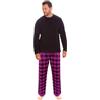 Style It Up Pigiama da uomo in pile di flanella con pantaloni da salotto, pigiama da notte, regalo caldo, Pj Set - Nero/Rosa-nero, M