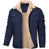 Voqeen Giacca Invernali Uomo in Pile Militare Classica in Cotone Giubbotto Antivento Cappotto Casual con Molte Tasche Bomber Cargo Jacket