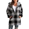 Yeenily Giacca in Pile con Cappuccio Donna Caldo Cappuccio Cappotto Teddy Fleece Hooded Soffice Maglione Cardigan Cerniera con Tasche Coat Autunno Inverno Casual Outwear(Nero-grigio,M)