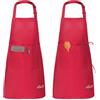 Viedouce 2 Pezzi Grembiule da Cucina Chef,Grembiule da Ristorante BBQ Bar Chef Cucina,Regolabile Grembiuli con Tasche Chef di Cucina,Impermeabile,Gembiule Cucina Uomo Donna (Rosso)