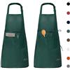 Viedouce Confezione da 2 grembiuli da cucina impermeabili, regolabili con tasche, per casa, ristorante, artigianato, giardino, barbecue, scuola, caffè, per uomini e donne, verde