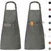 Viedouce 2 Pezzi Grembiule da Cucina Chef,Impermeabile Grembiule da Ristorante BBQ Bar Chef Cucina,Regolabile Grembiuli con Tasche Chef di Cucina (Grigio)