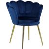 Totò Piccinni Poltroncina VELVET imbotita con schienale a conchiglia in velluto con gambe in oro (Blu)