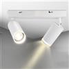 Karyoosi Lampada Faretti da Soffitto LED Orientabili, Faretti da Parete Interno Bianco, 2 Fiamme GU10 Faretti Soffitto, per Soggiorno, Camera da Letto, Cucina, Senza Lampadina GU10, Bianco Opaco