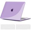 TECOOL Cover per MacBook Air M1 (A2337) e MacBook Air 13 Pollici Retina 2020 2019 2018 (A2179 A1932), Custodia Rigida Protettiva Sottile in Plastica e Copritastiera UE, Cristallo Lilla