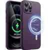 JETech Cover Magnetica Silicone per iPhone 12 Pro Max 6,7 Pollici, Compatibile con MagSafe, Custodia Telefono con Protezione Fotocamera Completa (Viola Scuro)