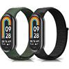 Niboow Cinturino per Xiaomi Smart Band 9 / Xiaomi Smart Band 8, Uomini Donne Ricambio Regolabile Watch Band, Sport Nylon Traspirante Cinturino per Xiaomi Mi Band 9 / Xiaomi Mi Band 8 - Nero + Verde