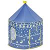 Baroni Toys Tenda da Gioco Blu con Stelle e Lune per Bambini 3 4 5 6 7 Anni, Borsa per il Trasporto, Tenda Giocattolo per Interni e Esterni, Casetta per Bambini, Giochi per Bambine, 105x135 cm