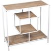 DRW Console Ingresso Mobile in Metallo e Legno MDF Bianco e Naturale 80 x 35 x 80 cm, DM, 80x35x80cm