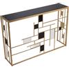 DRW Console Ingresso Mobile in Metallo e Vetro in Oro 120 x 28 x 80 cm, 120x28x80cm