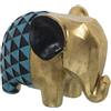 DRW Figura di un elefante in resina in oro, blu e nero 22x12x16cm