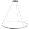 AIRUI 1-Luce Cerchio Lampada a Sospensione LED Metallo Acrilico Lampadario Moderno Sospeso Regolabile Luce Pendente per Soggiorno Camera da Letto Cucina,White+WarmLight-20cm