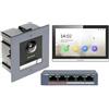 HIKVISION KIT-KD8003T Kit Videocitofono IP 2 Megapixel 180°+ cornice da incasso con monitor nero Touch Wifi e Switch PoE