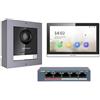 HIKVISION KIT-KD8003T-P Kit Videocitofono IP 2 Megapixel 180°+ cornice a parete con monitor nero Touch Wifi e Switch PoE