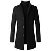 Generic Trench Lungo Soprabito in Lana da Uomo, Soprabito da Uomo in Misto Lana con Collo alla Coreana, Cappotto Lungo in Lana Slim Fit