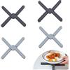 EXLECO 4 Sottopentola Silicone Presine Silicone da Cucina Sottopentola Pieghevole in Silicone, Antiscivolo Sottobicchieri Apribili Presine Protezione Dal Calore per Pentole Calde Ciotole Nero + Grigio