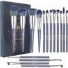HEYMKGO Pennelli Trucco HEYMKGO 16 pezzi Pennelli Make Up Premium Manico Conico Blu Scuro Set di Pennelli Per Trucco Kabuki Fondotinta Blush Pennelli da Trucco Professionale