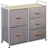 BAKAJI Cassettiera in Tessuto con 5 Cassetti Struttura in Metallo e Piano Superiore in MDF, Mobile Versatile e Capiente Ideale per Ingresso, Camera da Letto, Soggiorno, 77,5x83x29 cm (Grigio)