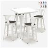 AHD Amazing Home Design Set 4 sgabelli tolix tavolino metallo alto bianco 60x60cm Bucket Wood White