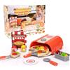Fat Brain Toys Pretendables - Set da forno per pizza, con forno, sbuccia, fette di pizza, condimenti e altri accessori da cucina per bambini, giocattoli per imparare a giocare con gli alimenti,