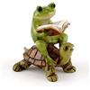 Top Collection Miniature Fairy Garden & Terrarium Frog Reading Book on Turtle Statue, Small, Green, Orange