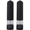 Salter 7524 BKXRUP-Macina Sale e Pepe elettronici, Uso con Una Mano, Finitura in Gomma Soft Touch, meccanismo in Ceramica, Base illuminata, Nero Opaco, Plastic, Black