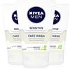 Nivea Men Sensitive Face Wash, 100 ml - Confezione da 3