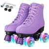 XUDREZ Pattini a rotelle alti da donna, a doppia fila, pattini derby a quattro ruote, unisex, in poliuretano, classici, per principianti, per interni ed esterni (ruota lampeggiante viola, 5,5)