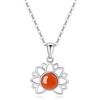 COAI Collana da Donna in Argento Sterling 925 con Ciondolo Fiore di Loto di Agata Rossa, Collana Agata Naturale da Donna