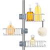 Ainiv Mensola Doccia Senza Foratura, 3 Pezzi Portasapone per Asta Inox, Organizer Bagno, Antiruggine Portaoggetti, Porta Sapone per Asta 18-25 mm