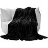 Brandsseller Coperta in pelliccia di alta qualità, in poliestere, nero, 180 x 220 cm