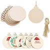 DAHI 50 Pz Palline di Natale in Legno da Decorare, con Corda, Decorazioni Natalizie in Legno da Appendere, per Decorazioni Albero di natale