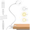 iZELL Lampada da Lettura 23 LED con Caricatore USB Lampada con Pinza-3 Colore e 10 Luminosità, 70 CM Blocca 99.99% della Luce Blu Lampada Scrivania con Morsetto per Libro, Lavoro, Letto, Tavolo-Bianco