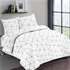 VISION Hugo Bianco - 100% cotone - Set Copripiumoni matrimoniale reversibile 240 x 220cm con 2 federe 65 x 65cm per letto matrimoniale - Tessuto morbido e confortevole - Certificato Oeko-Tex