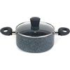 Russell Hobbs RH00848EU Nightfall Stone, piatto da 20 antiaderente, alluminio pressato, piatto antiaderente con coperchio, a induzione, per salse, verdure bollenti, pasta, Marmo blu