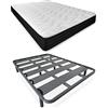 DUÉRMETE ONLINE Letto completo con materasso Pocket Visco reversibile (lato inverno/estate) + rete rinforzata 40 x 30 mm con gambe metalliche filettate, acciaio legato, grigio, 150 x 190