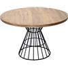 DRW Tavolo da Pranzo in Legno MDF e Metallo in Naturale e Nero 120 x 120 x 76 cm, DM, 120x120x76cm
